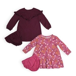 4-Pc Baby Girl Toddler Long Sleeve Dresses and Bloomers Bundle 2 Set Size 18M